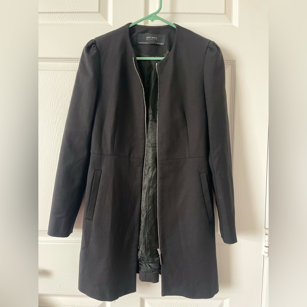 Zara Basic Black Zip-Up Jacket - image 1